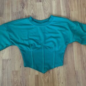 SHEIN XS green fitted, cropped shirt.